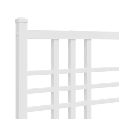 vidaXL Метална рамка за легло с горна табла, бяла, 90x190 см