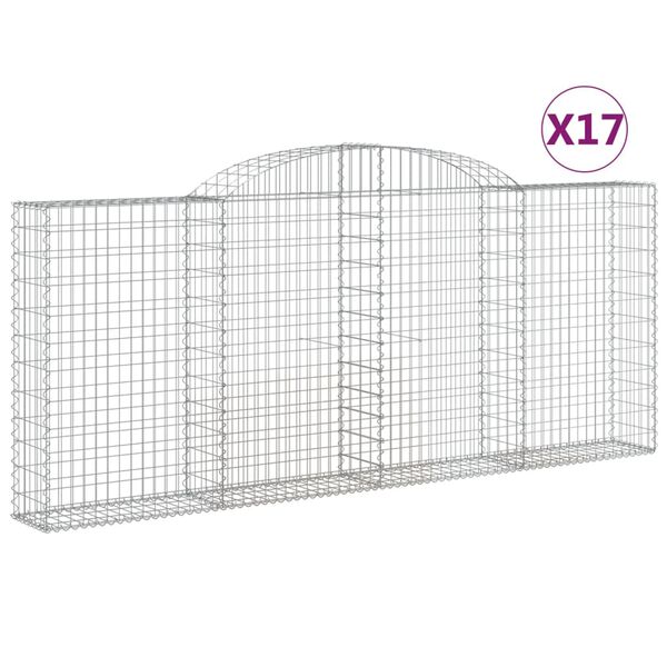 vidaXL Габионни кошници арка 17 бр 300x30x120/140см поцинковано желязо