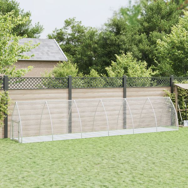 vidaXL Клетка за зайци сребриста 105x600x120 см поцинкована стомана