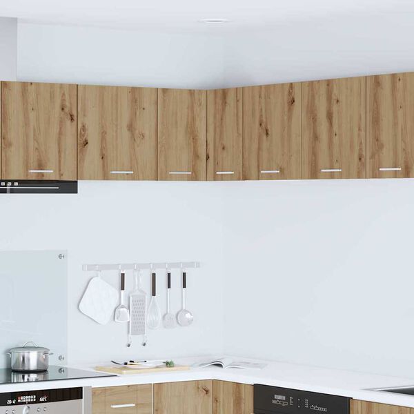 vidaXL Висящ шкаф Занаятчийски дъб и бяло 57 x 57 x 40 см