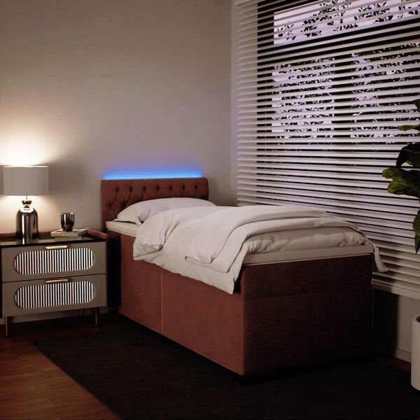 vidaXL Боксспринг легло с матрак, розово, 80x200 см, кадифе