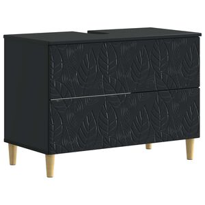 vidaXL Шкаф за мивка в баня DELFT Черно 82 x 41 x 59 см