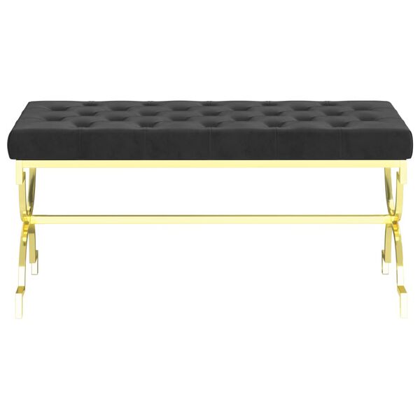 vidaXL Пейка, 99 см, черно кадифе и неръждаема стомана