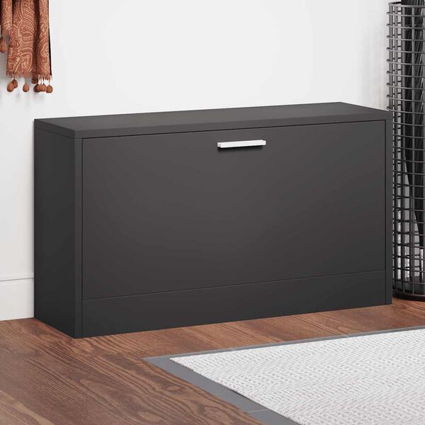 vidaXL Пейка за обувки, черна, 80x24x45 см, инженерно дърво