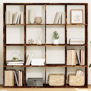 vidaXL Библиотека, опушен дъб, 137,5x29x137,5 см, инженерно дърво