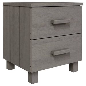 vidaXL Нощно шкафче HAMAR, светлосиво, 40x35x44,5 см, бор масив