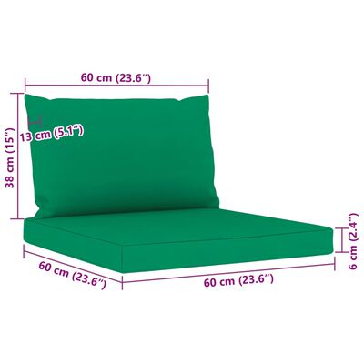 vidaXL Градински лаундж комплект от 10 части със зелени възглавници
