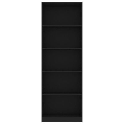 vidaXL 5-етажна библиотека, черна, 60x24x175 см, ПДЧ