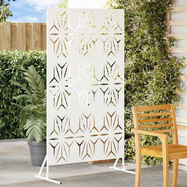 vidaXL Екран за уединение Бяло Стомана