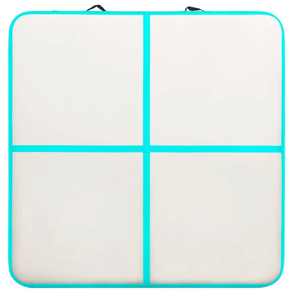 vidaXL Надуваем дюшек за гимнастика с помпа, 200x200x15 см, PVC, зелен