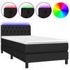 vidaXL Боксспринг легло с матрак и LED, черна, 90x190 см, плат