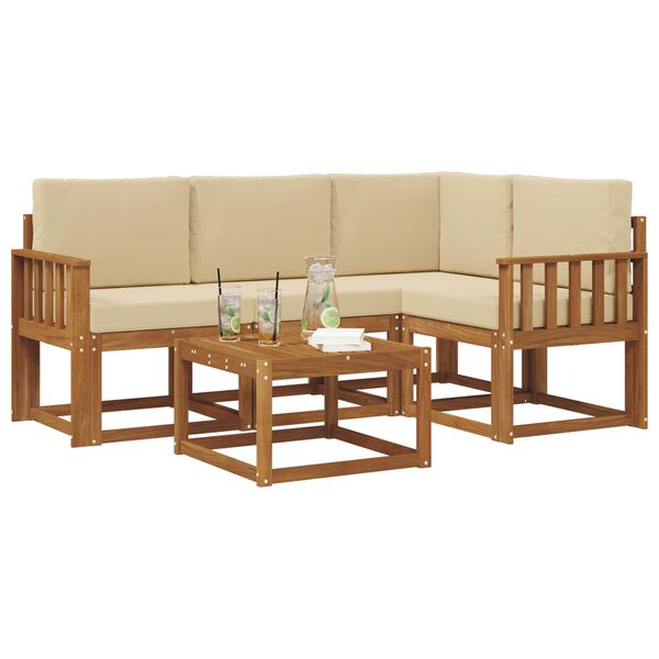 vidaXL Комплект дивани за открито 5 pcs Натурален и Бежов