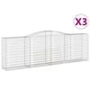 vidaXL Габионни кошници арка 3 бр 400x50x120/140см поцинковано желязо