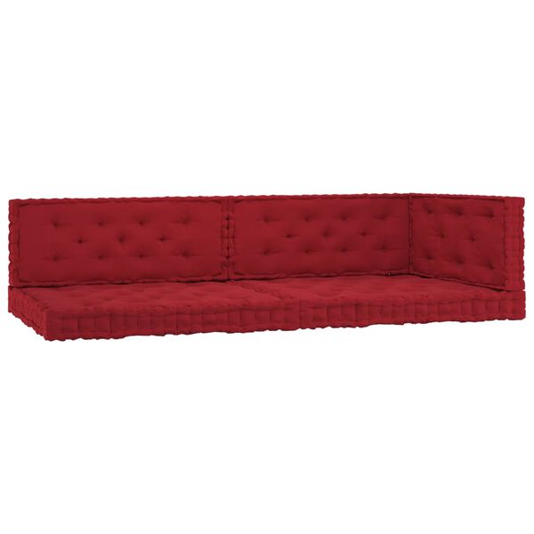 vidaXL Палетни възглавници за под, 5 бр, бордо, памук