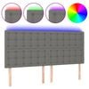 vidaXL LED горна табла за легло, тъмносива, 160x5x118/128 см, плат