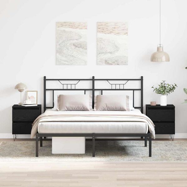 vidaXL Нощен шкаф 2 pcs Черен дъб 40 x 35 x 50 см Инженерно дърво