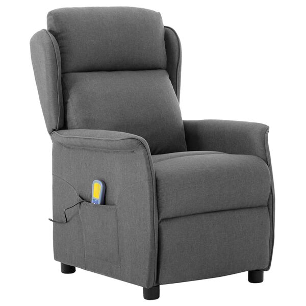 vidaXL Електрически масажен стол, светлосив, текстил