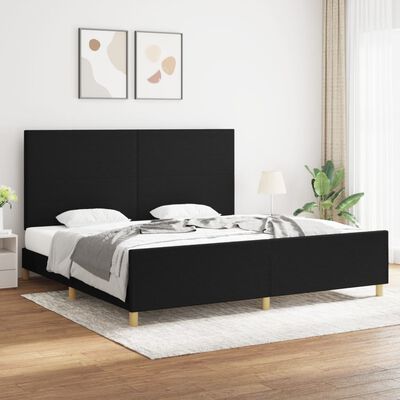 vidaXL Рамка за легло с табла, черна, 200x200 см плат