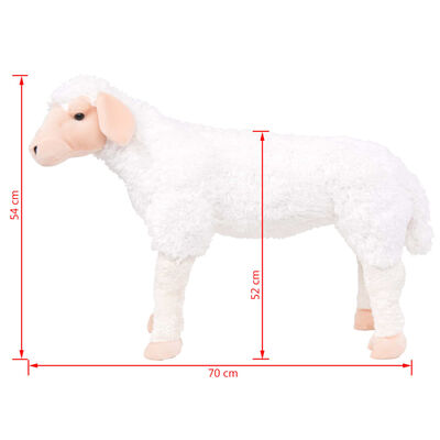 vidaXL Плюшена детска овца за яздене бяла XXL