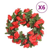 vidaXL Гирлянди от изкуствени цветя 6 бр червени 240 см