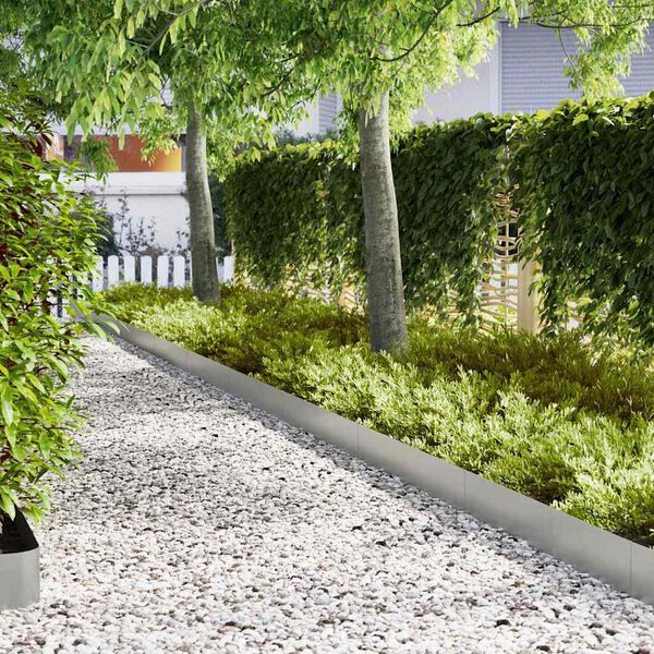 vidaXL Ограда за трева 30 pcs Сребрист 100 x 0.05 x 20 см