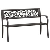 vidaXL Градинска пейка, 125 см, стомана, черна