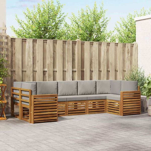 vidaXL Комплект секционен диван 7 pcs Естествено и светло сиво