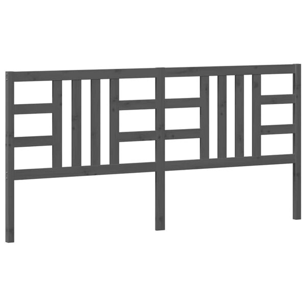 vidaXL Горна табла за легло, сива, 206x4x100 см, бор масив