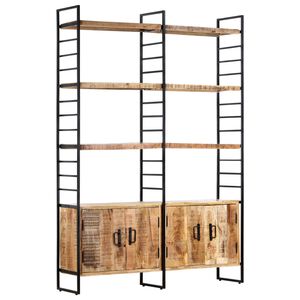 vidaXL Библиотека с 4 нива, 124x30x180 см, груба мангова дървесина