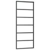 vidaXL Плъзгаща врата, ESG стъкло и алуминий, 76x205 см, черна
