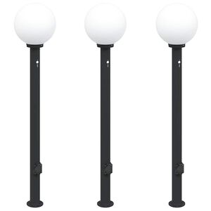vidaXL Осветителни стълбове с датчик и контакт, 3 бр., 120 см, черни, IP44