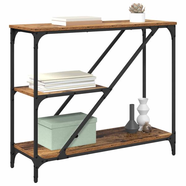 vidaXL Конзолна маса Старо дърво 88,5 x 30 x 75 см Инженерно дърво