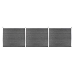 vidaXL Комплект оградни панели, WPC, 526x146 см, черен