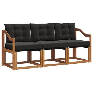 vidaXL Комплект дивани за открито 3 pcs Естествено и черно