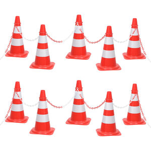 vidaXL Комплект сигнални конуси с 10 м верига, червено и бяло