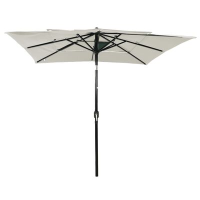 vidaXL Градински чадър на 3 нива с алуминиев прът, пясъчен, 2,5x2,5 м