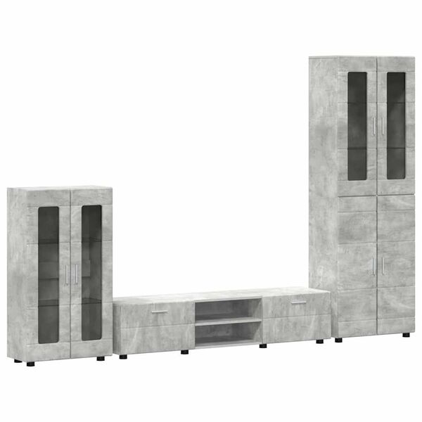 vidaXL Комплект ТВ шкаф с рафт FLORIN Циментено сиво Инженерно дърво