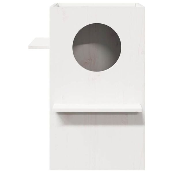 vidaXL Къща за котки бяла 43x43x60 cm масивна дървесина бор