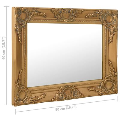 vidaXL Стенно огледало, бароков стил, 50x40 см, златисто