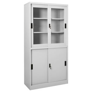 vidaXL Офис шкаф с плъзгаща се врата, светлосив, 90x40x180 см, стомана