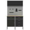 vidaXL Комплект работни шкафове с чекмедже с рафт 5 pcs Черно