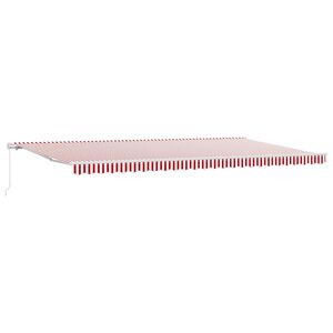vidaXL Прибираща се тента Червено и бяло 600 &times; 300 cm