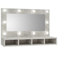 vidaXL Огледален шкаф с LED, бетонно сив, 90x31,5x62 см