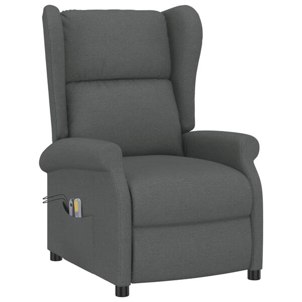 vidaXL Wingback електрически масажен стол, тъмносив, текстил