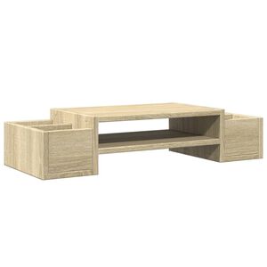 vidaXL Поставка за монитор за съхранение, сонома дъб, 70x27x15 см