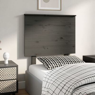 vidaXL Горна табла за легло, сива, 79x6x82,5 см, бор масив