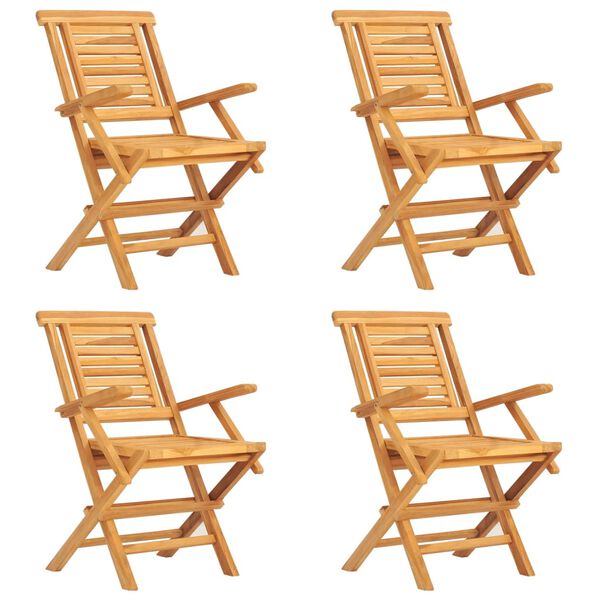 vidaXL Градински трапезен комплект, 5 части, тиково дърво масив