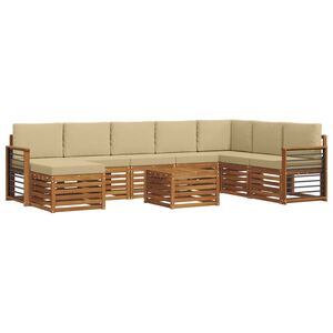 vidaXL Комплект дивани за открито 9 pcs Натурален и Бежов