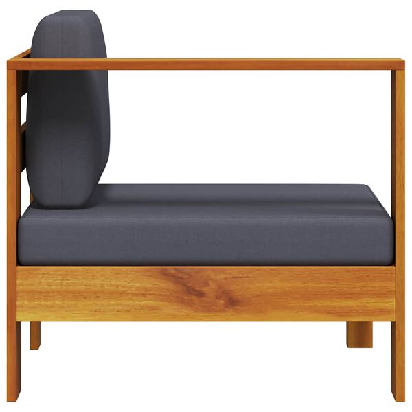 vidaXL Среден диван с 1 подлакътник тъмносив акация масив