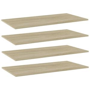 vidaXL Рафтове за етажерка, 4 бр, дъб сонома, 80x20x1,5 см, ПДЧ